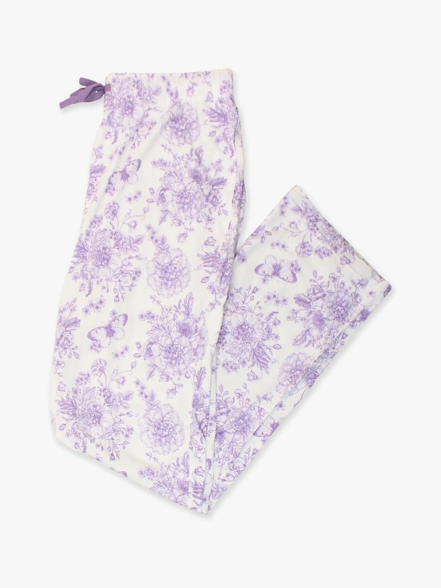 PREORDER: Adult Wisteria Purple Butterfly Garden Toile Bamboo Viscose Pajama Pants