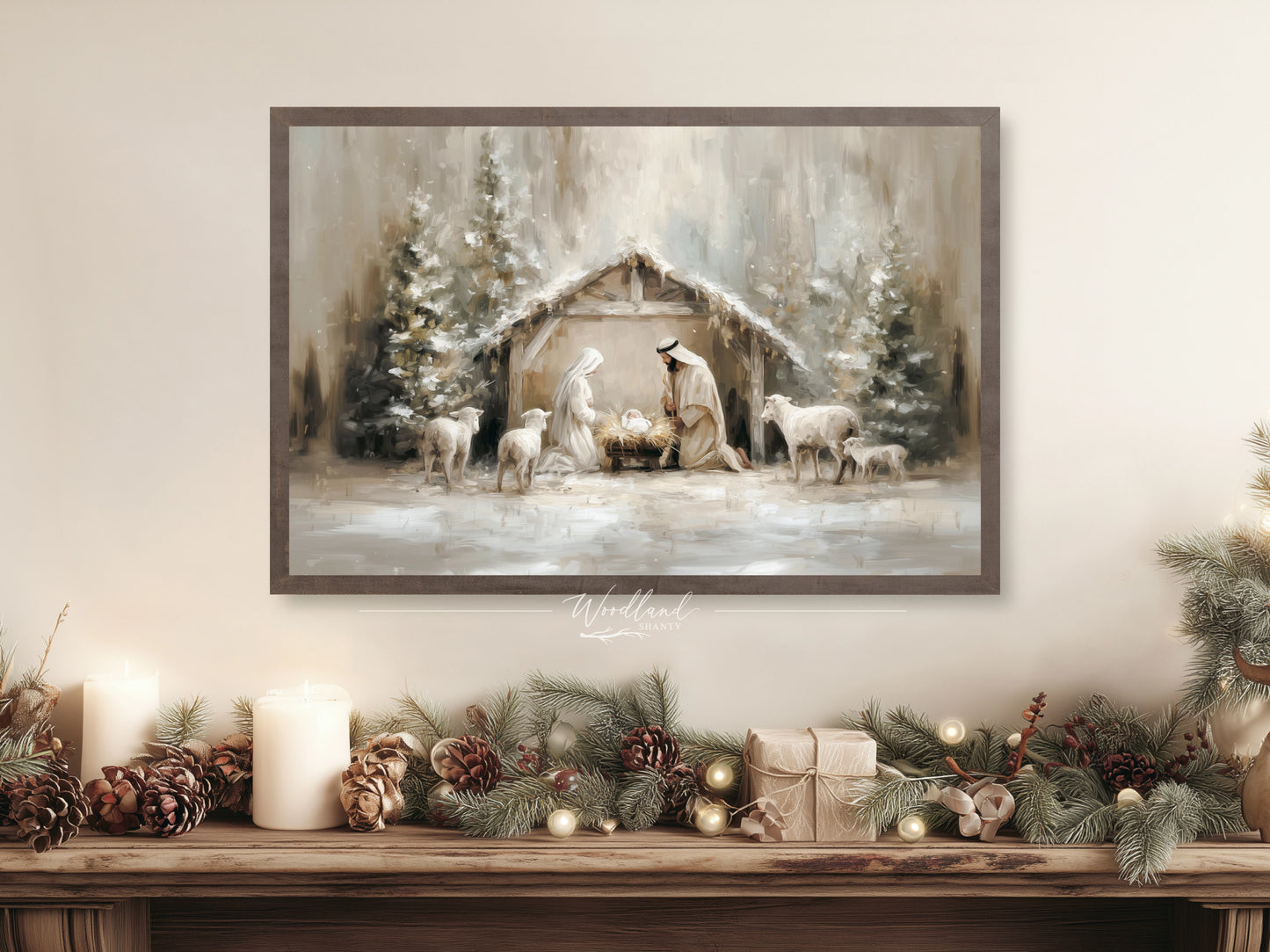 Framed Nativity Scene Wall Art Sign