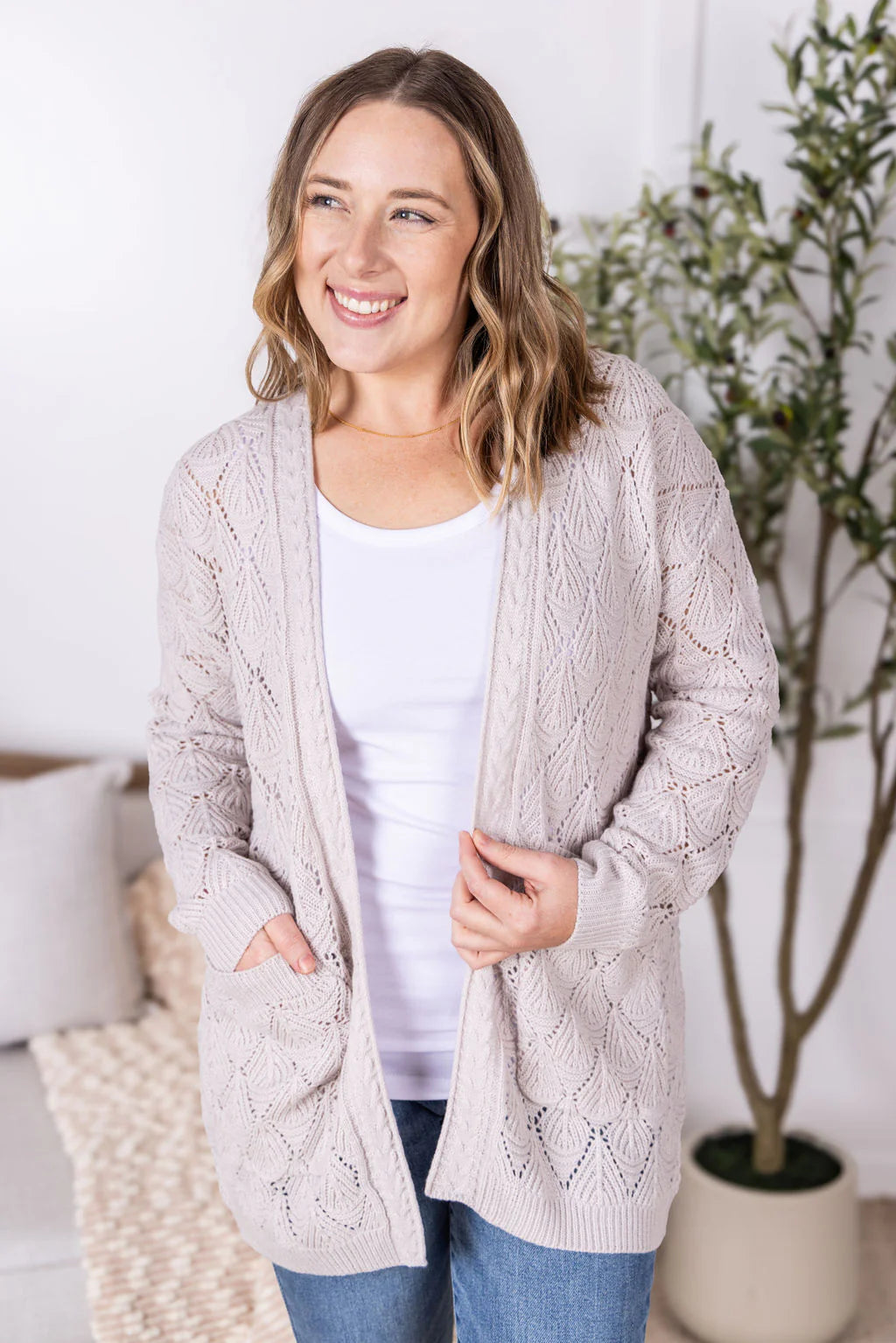 PREORDER: Open Knit Cardigan - Neutral