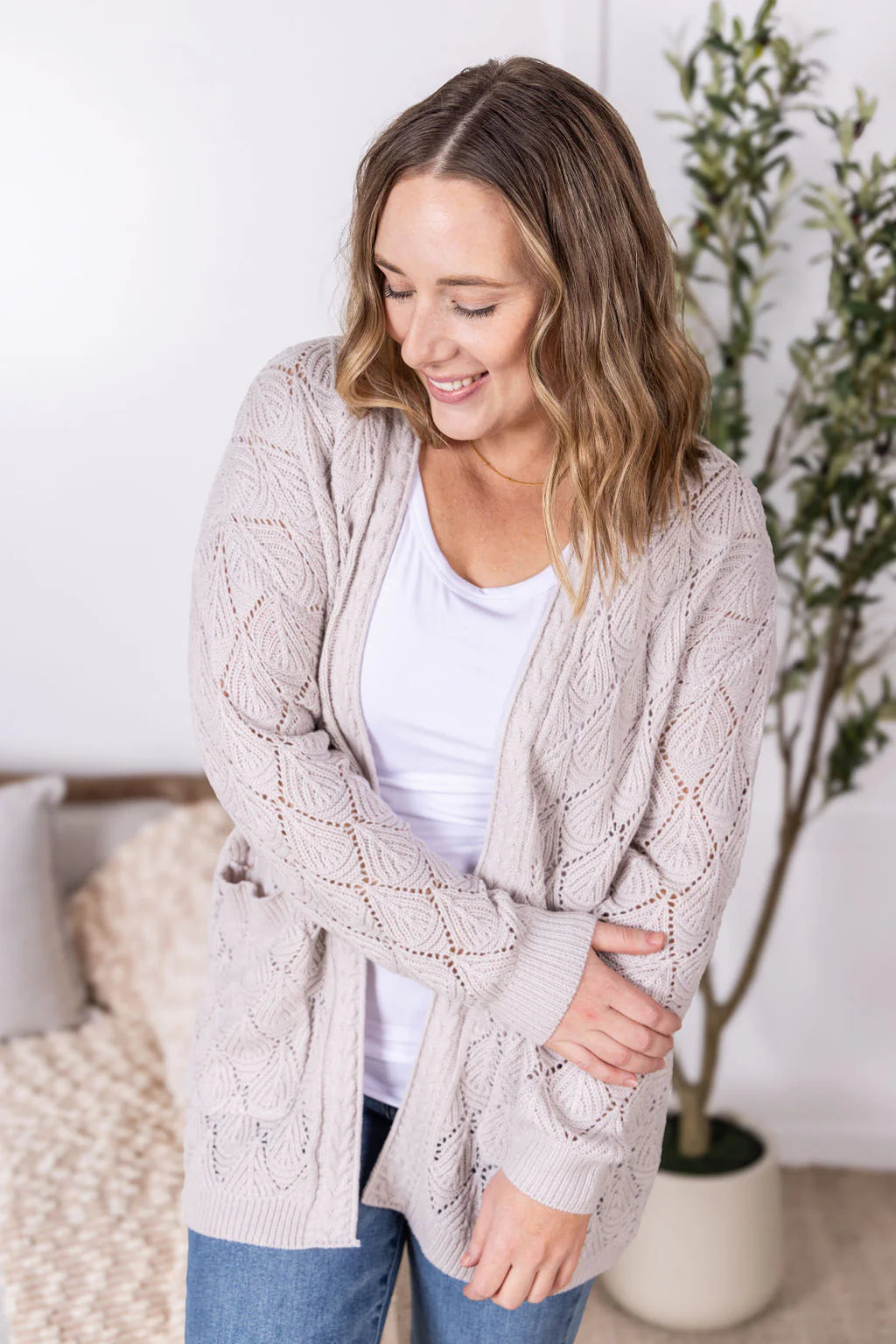 PREORDER: Open Knit Cardigan - Neutral