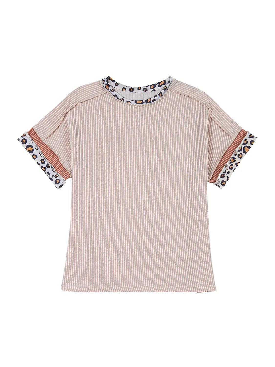 PREORDER: Leopard Patchwork Corded Knit T Shirt