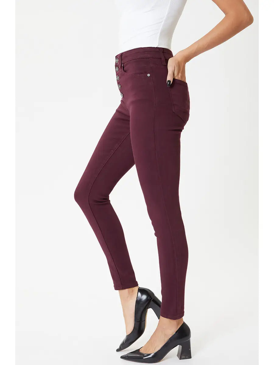 PREORDER: KanCan High rise burgundy super skinny