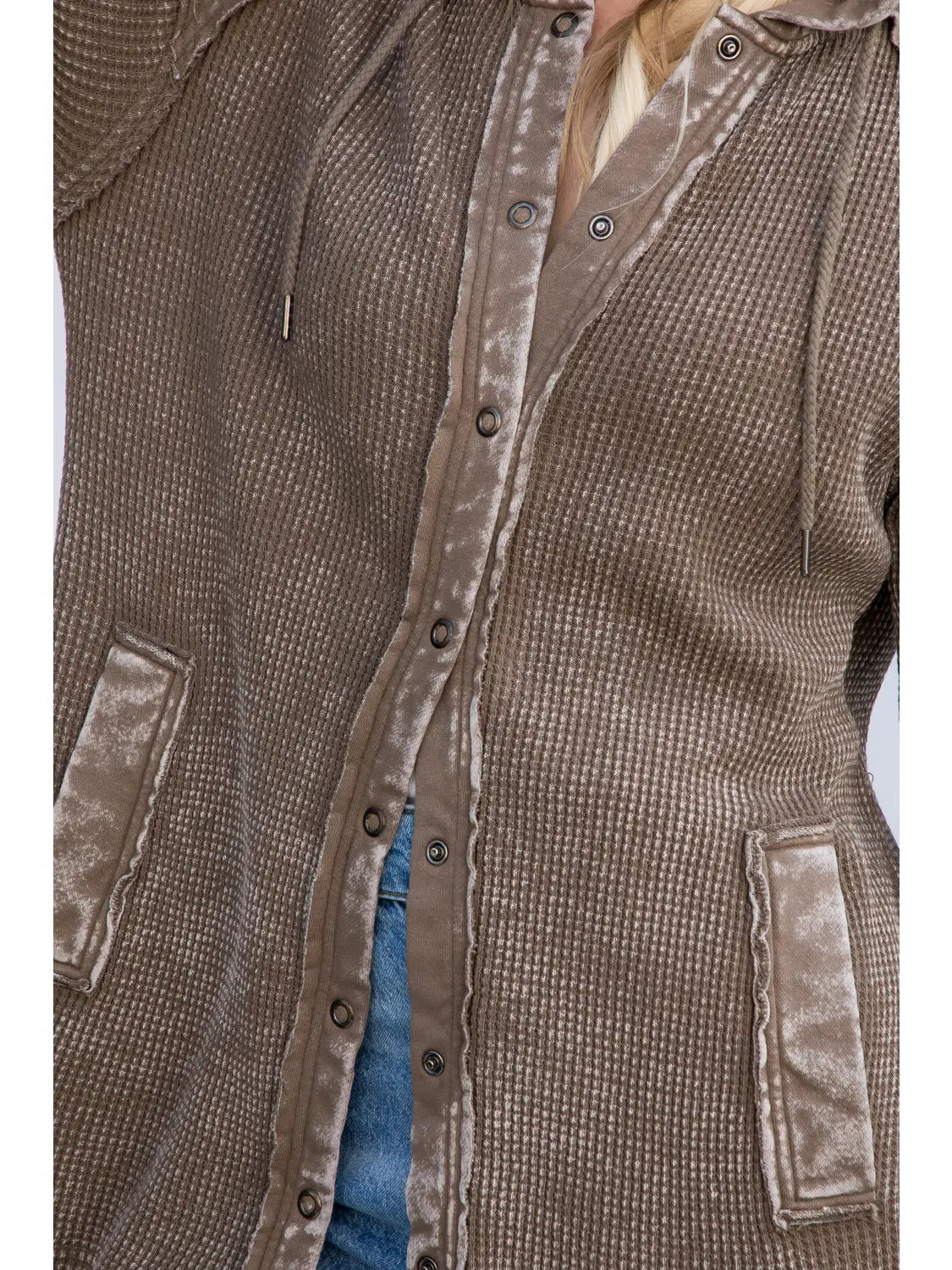PREORDER: Garment Dye Heavy Knit Waffle Hoodie Shacket