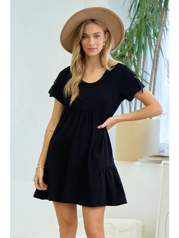 PREORDER: D Ring Strap Sleeve Detail Easy Dress