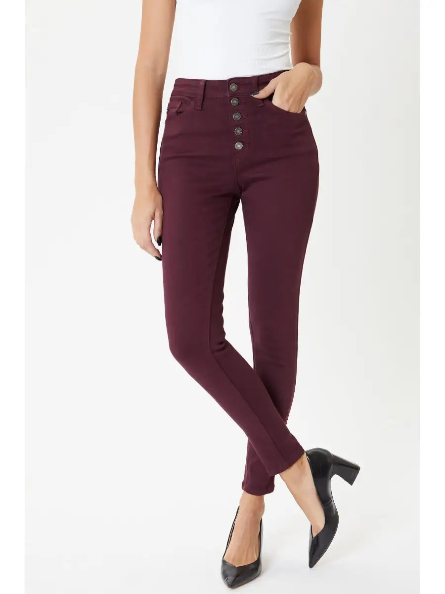 PREORDER: KanCan High rise burgundy super skinny