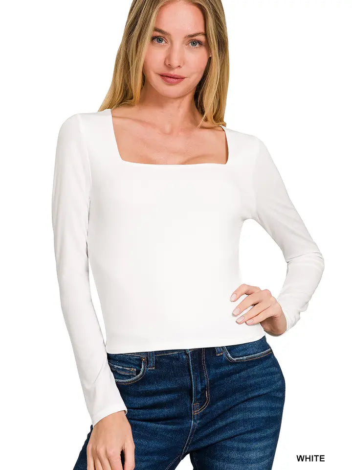 PREORDER: Square Neck Fitted Long Sleeve Tee
