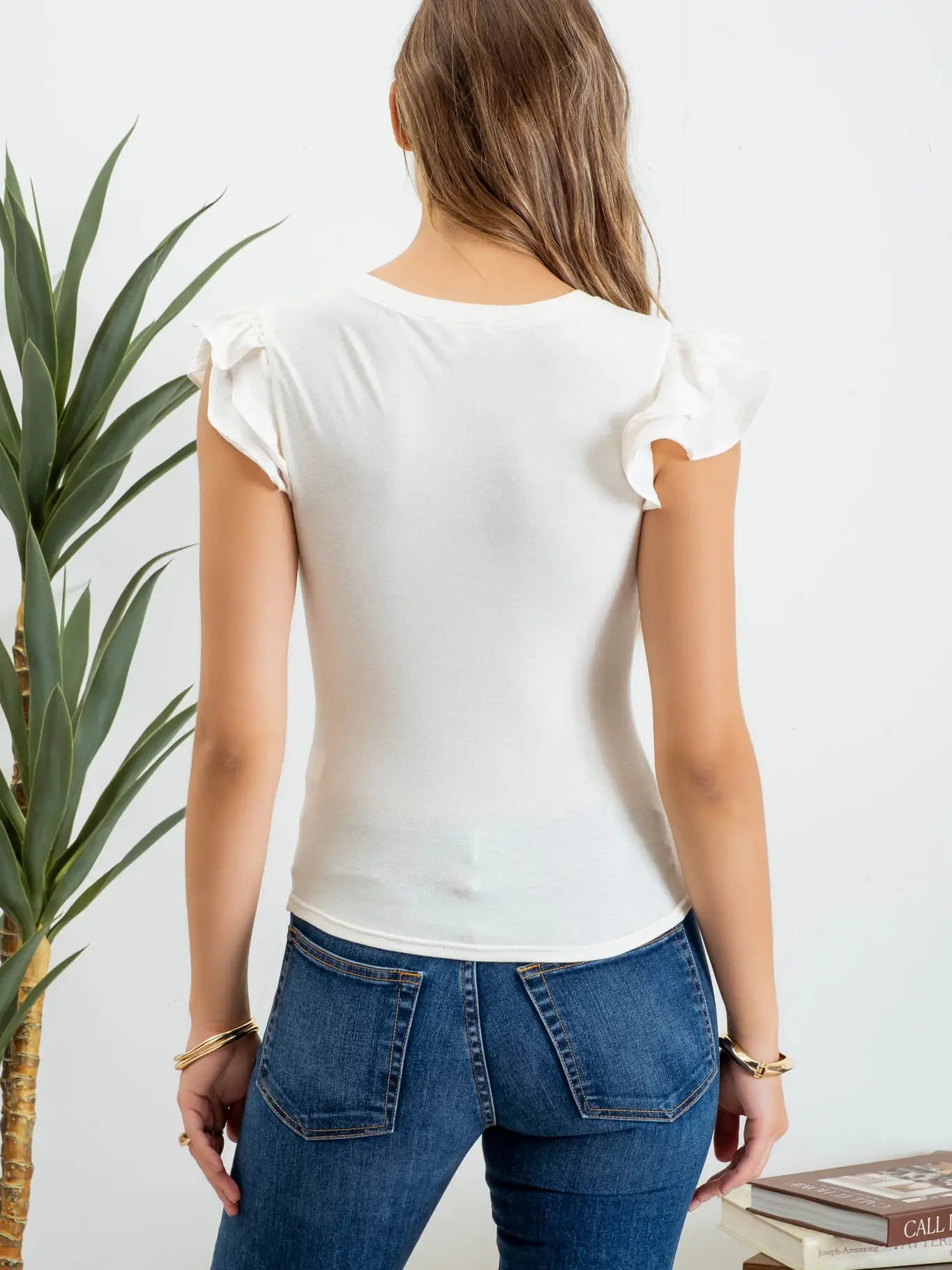 PREORDER: Ruffle Sleeve Knit Top