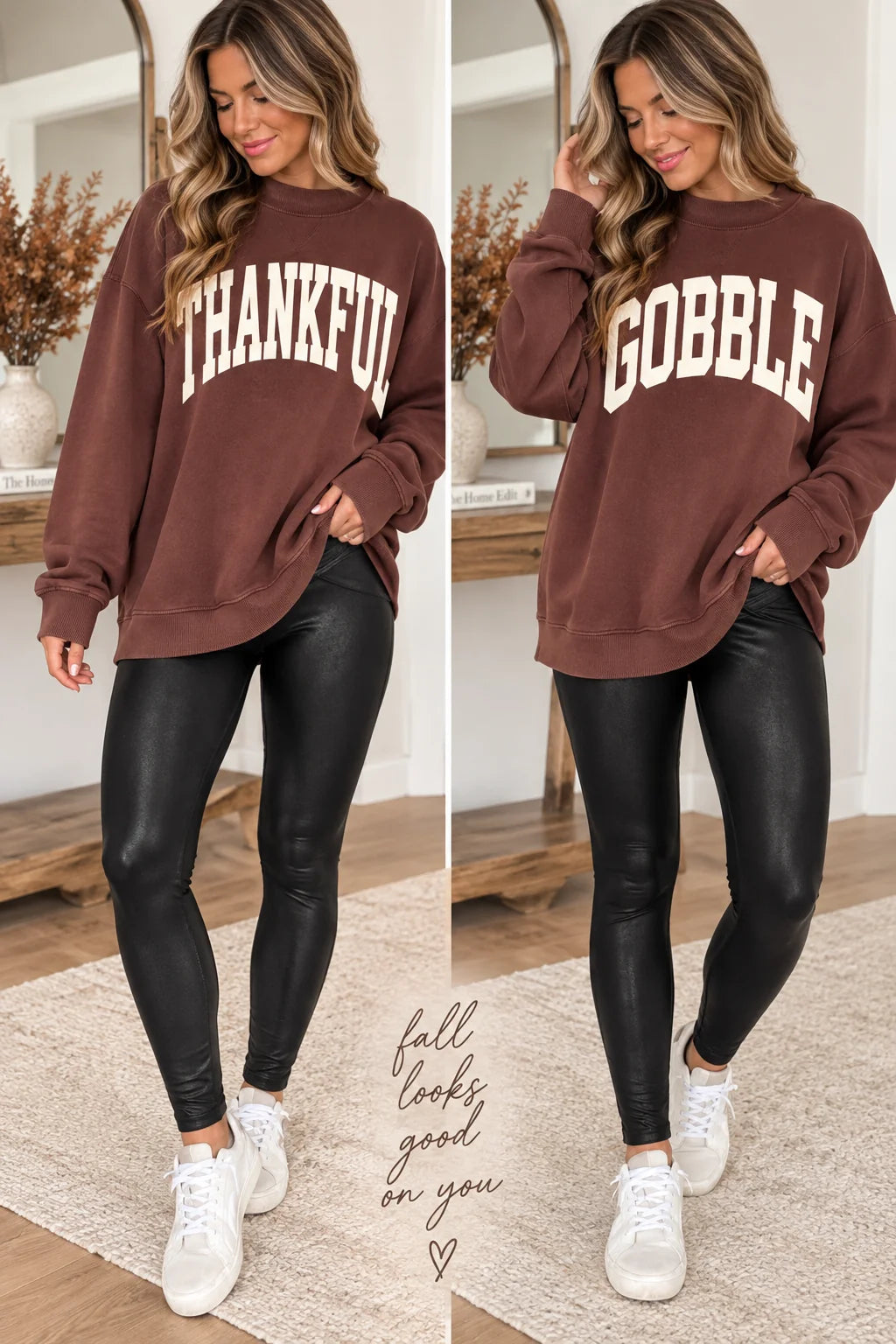 PREORDER: Thankful/Gobble Reverse Mock Neck Sweatshirt