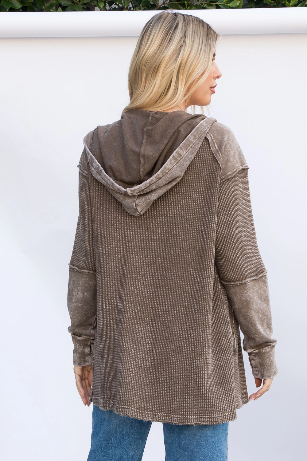 PREORDER: Garment Dye Heavy Knit Waffle Hoodie Shacket
