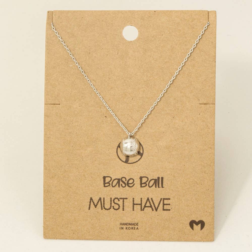 Game Day Gold Dipped Half Baseball Pendant Necklace