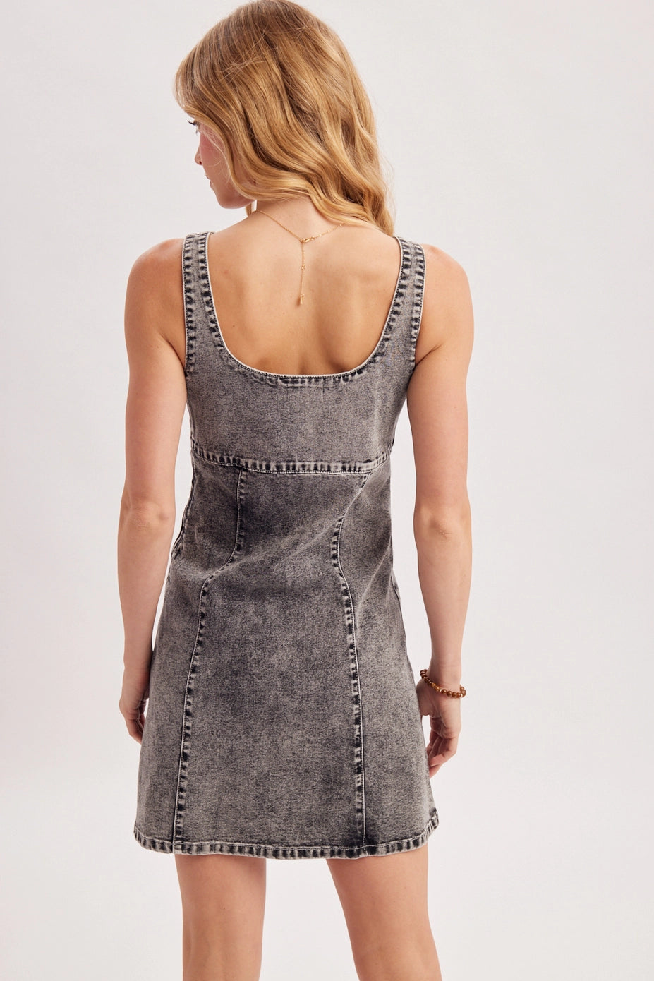 PREORDER: Square neck denim dress