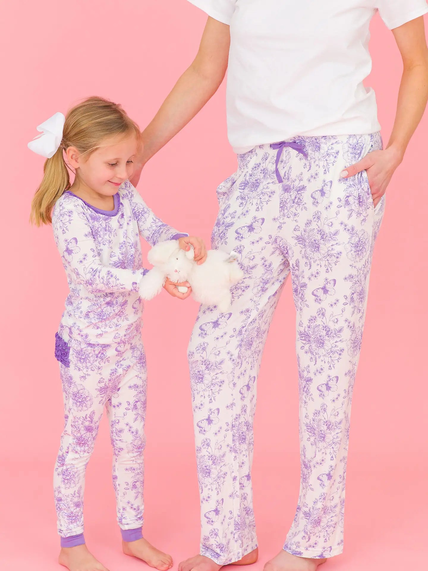 PREORDER: Adult Wisteria Purple Butterfly Garden Toile Bamboo Viscose Pajama Pants