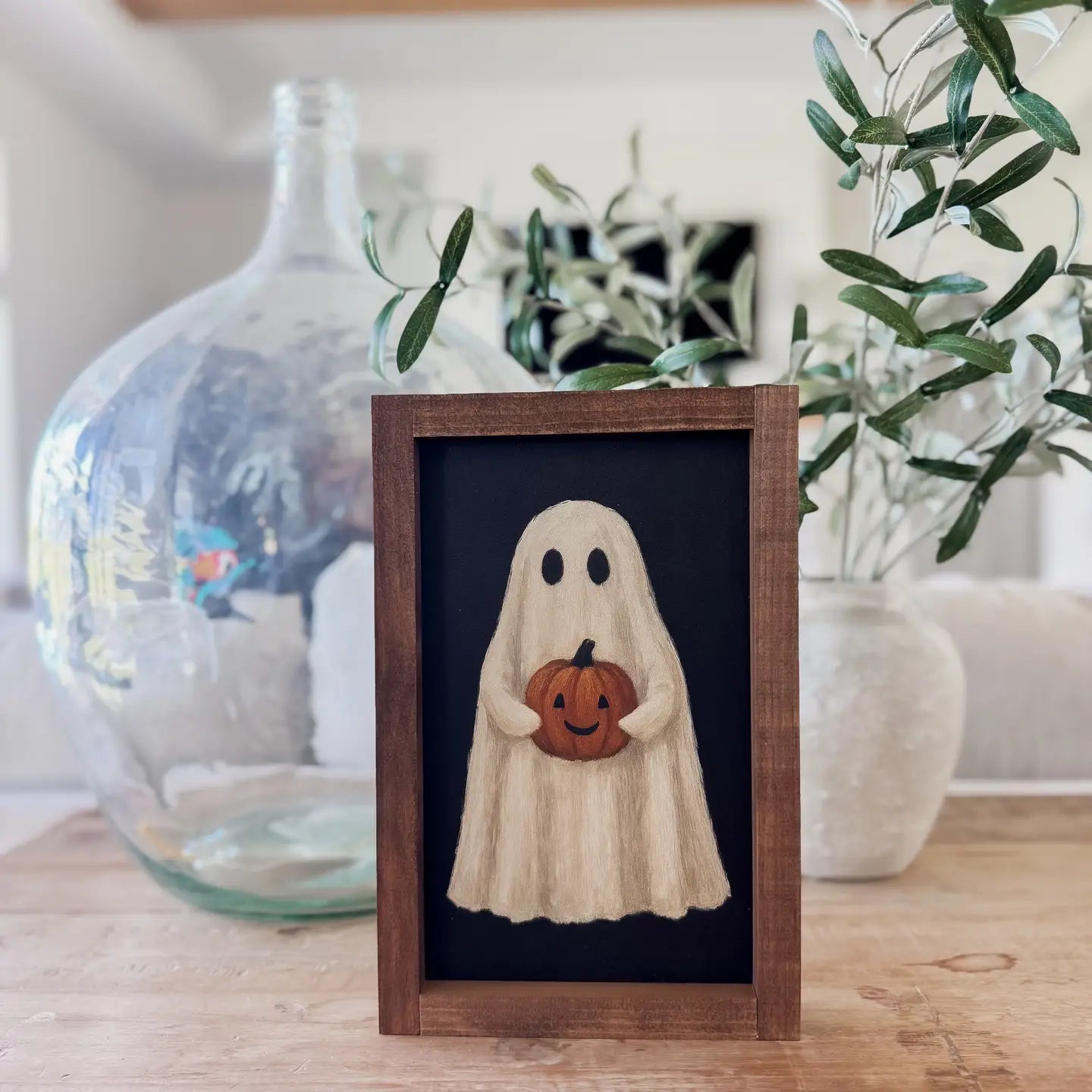 PREORDER:Ghost with Jack O'lantern | Halloween Wall Art