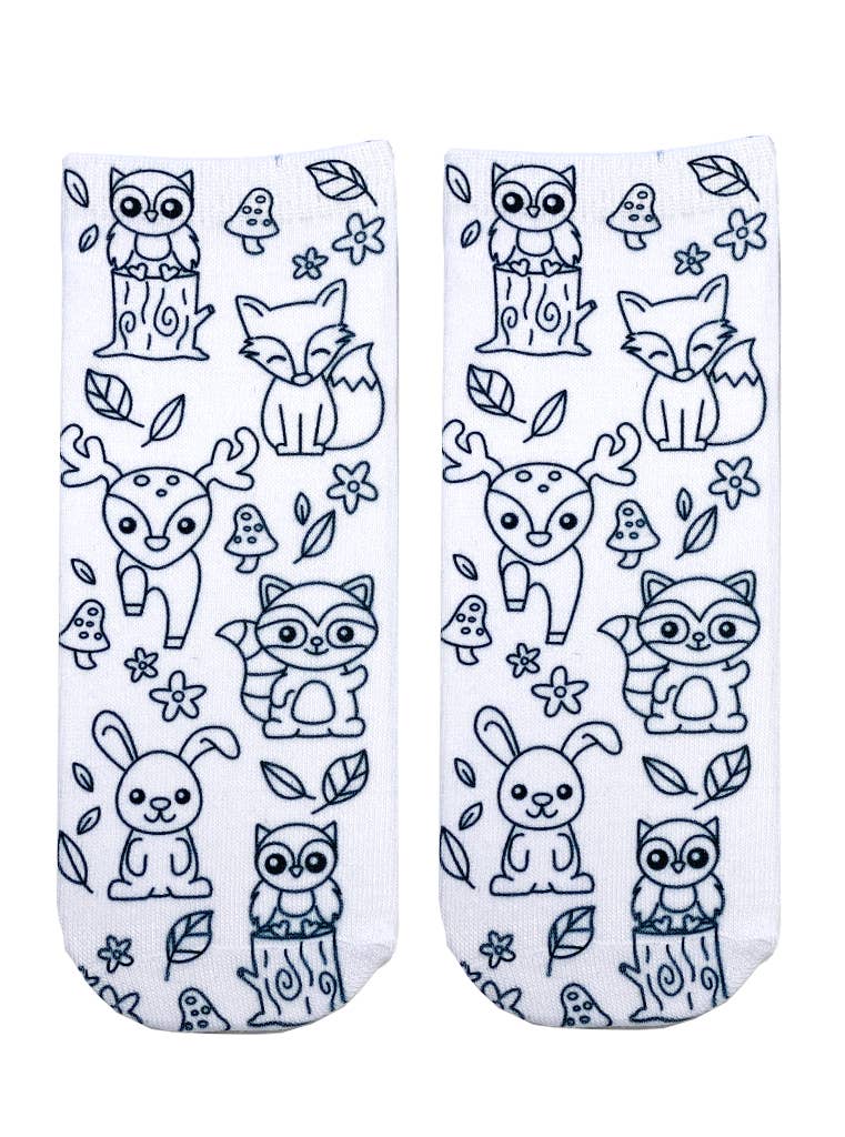 Ankle Socks - DIY Coloring Kit - Woodland Critters