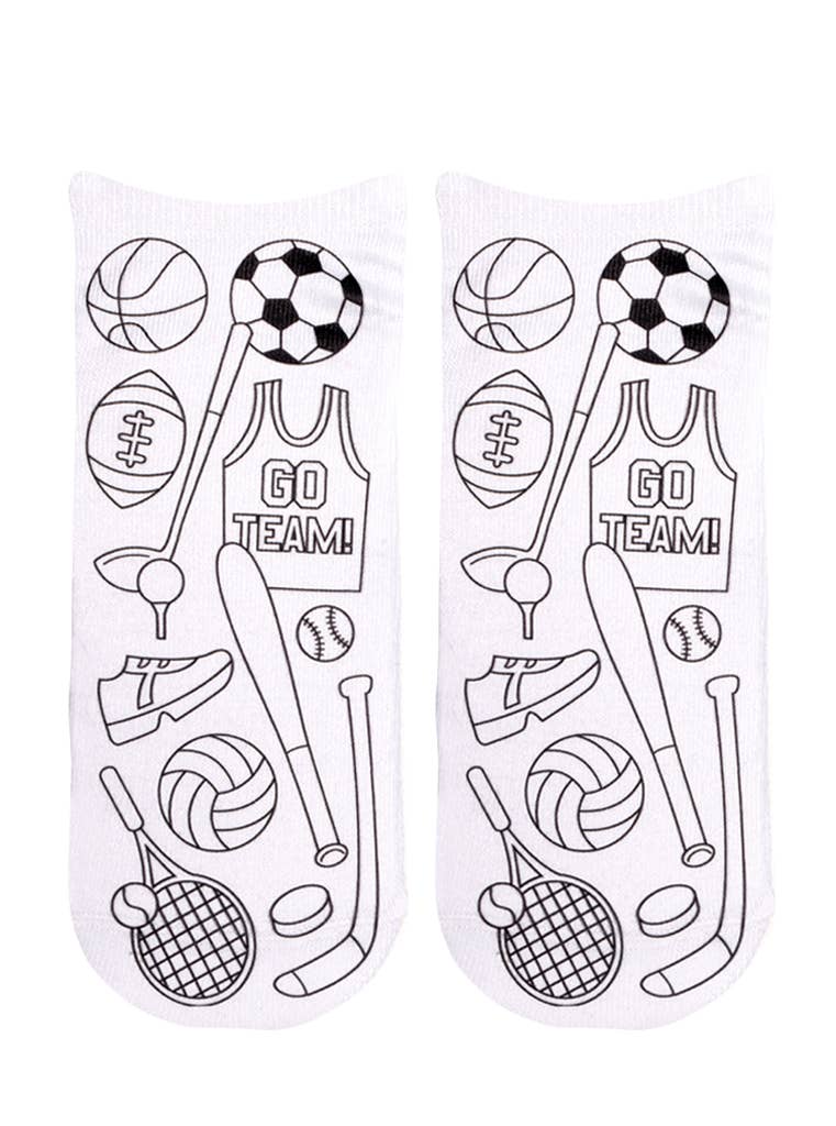 Ankle Socks - DIY Coloring Kit - Sports Team Spirit