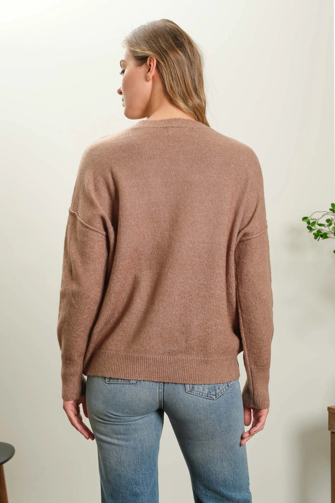 PREORDER: Solid Crewneck Front Seam Sweater