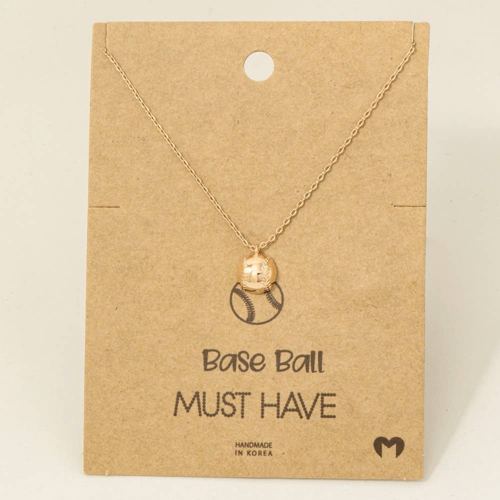 Game Day Gold Dipped Half Baseball Pendant Necklace