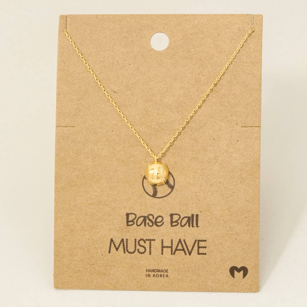 Game Day Gold Dipped Half Baseball Pendant Necklace