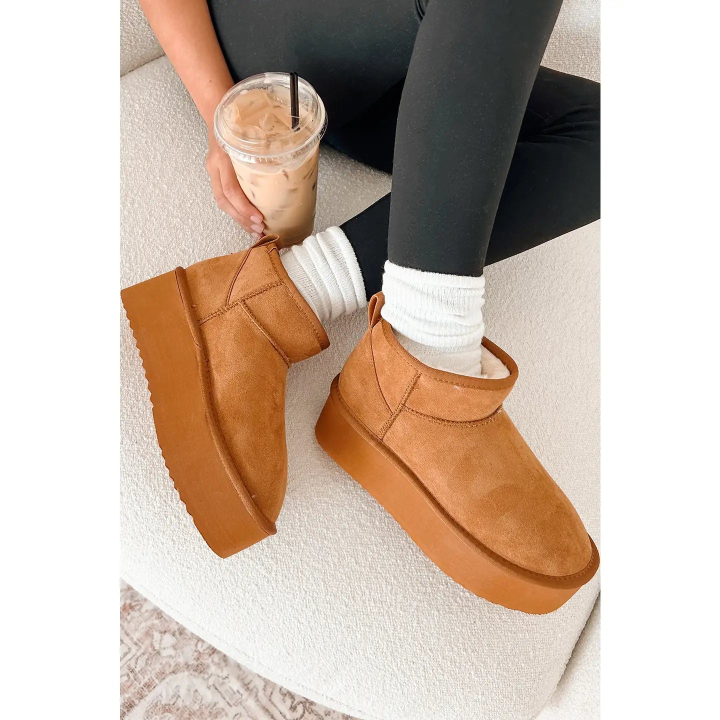 PREORDER: Faux Fur Lined Suede Ankle Snow Boots Shoe