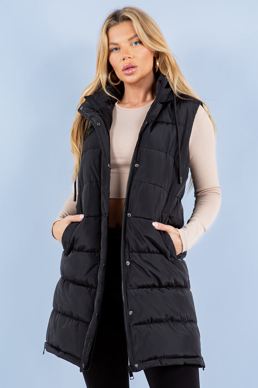 PREORDER: Puffer Long Vest - Black