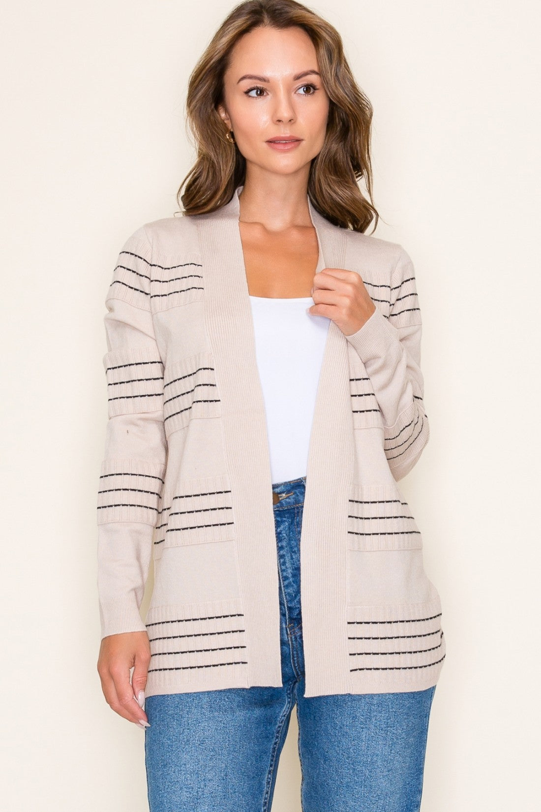 PREORDER: Staccato Stitched Strip Cardigan