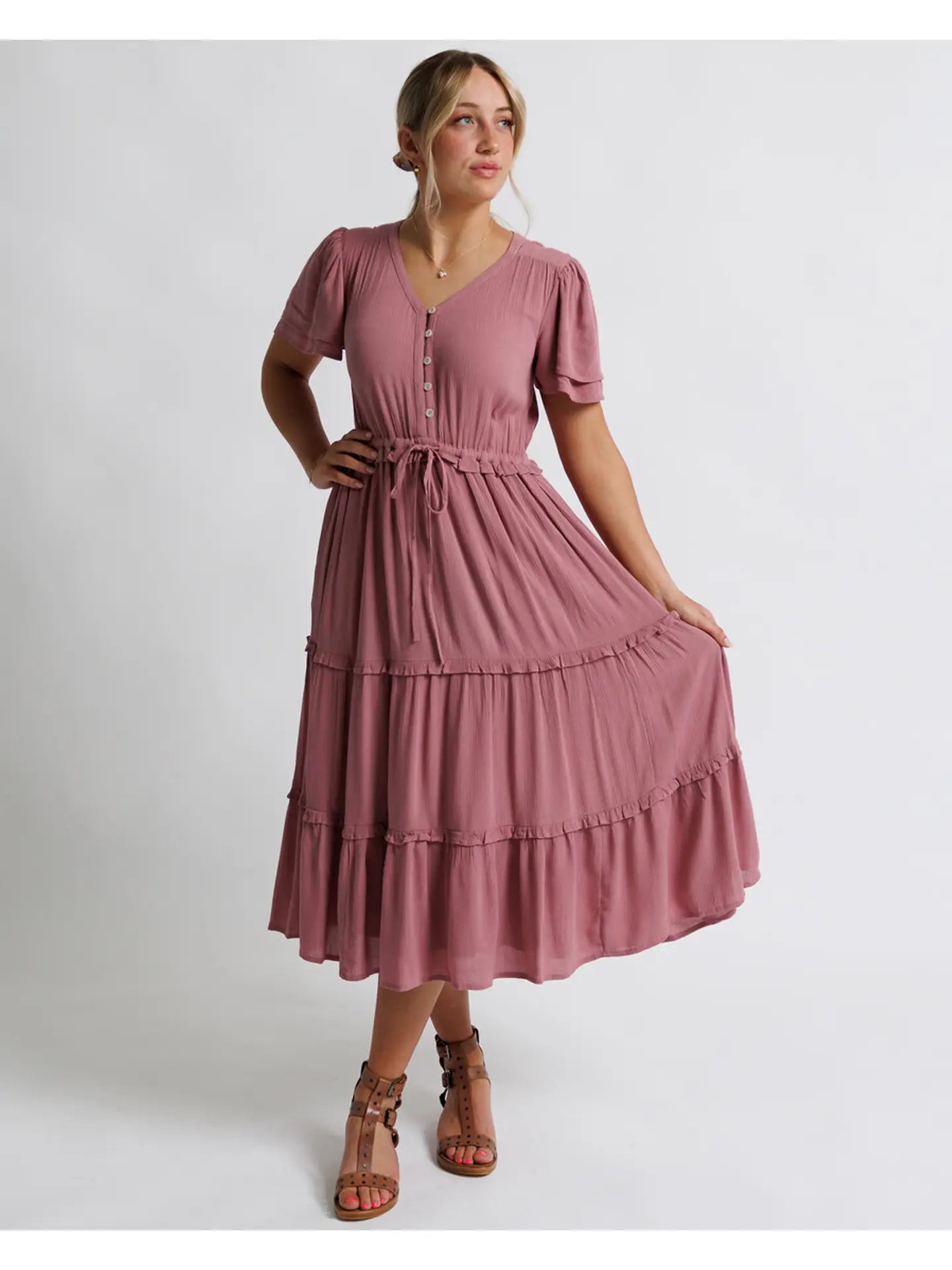 PREORDER: Misty Pink Short Sleeve Dress