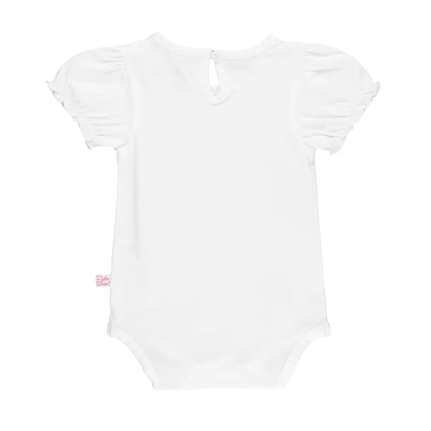 RuffleButts Baby Girls White Knit Puff Short Sleeve Bodysuit