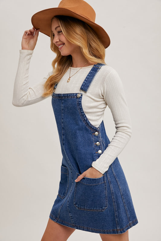 Mini Denim Overall Dress