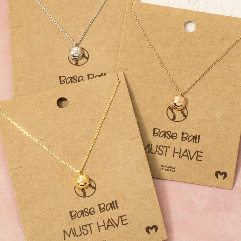 Game Day Gold Dipped Half Baseball Pendant Necklace