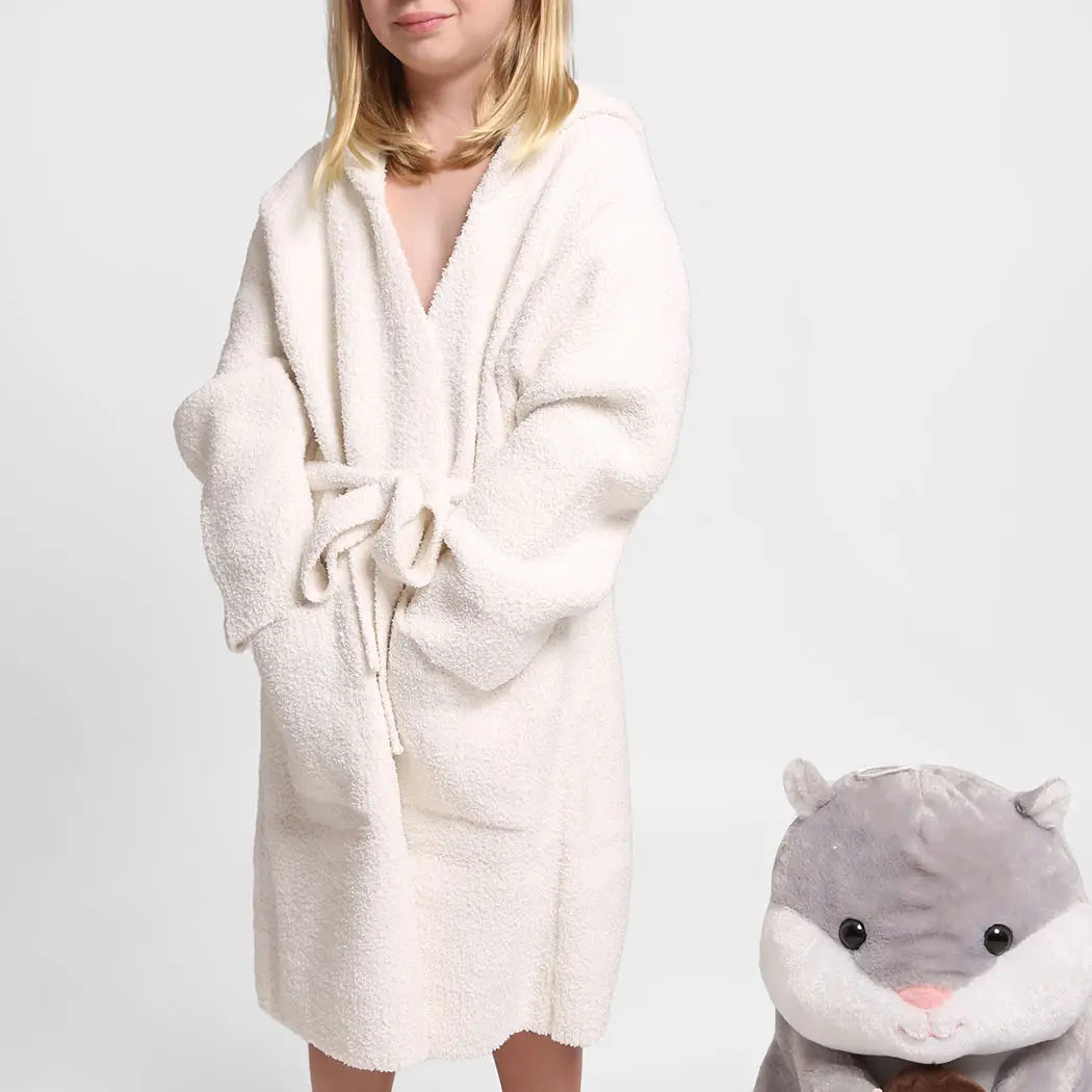 PREORDER: Children's Solid Luxury Soft Hooded Robe W Pocket