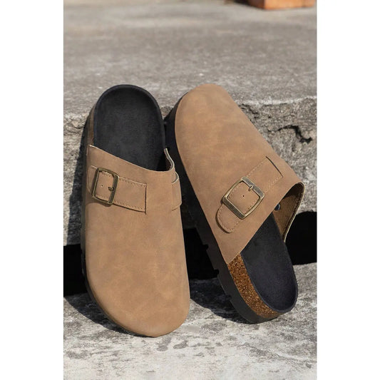 PREORDER: Suede Buckle Detail Slipper Shoe