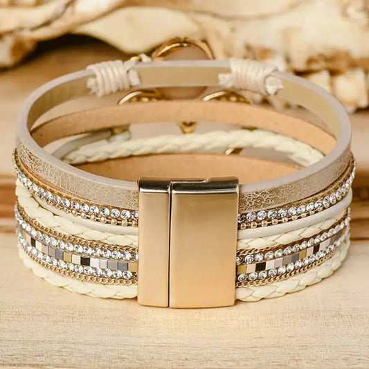 PREORDER: Beige Bohemian Magnetic Buckle Bracelet