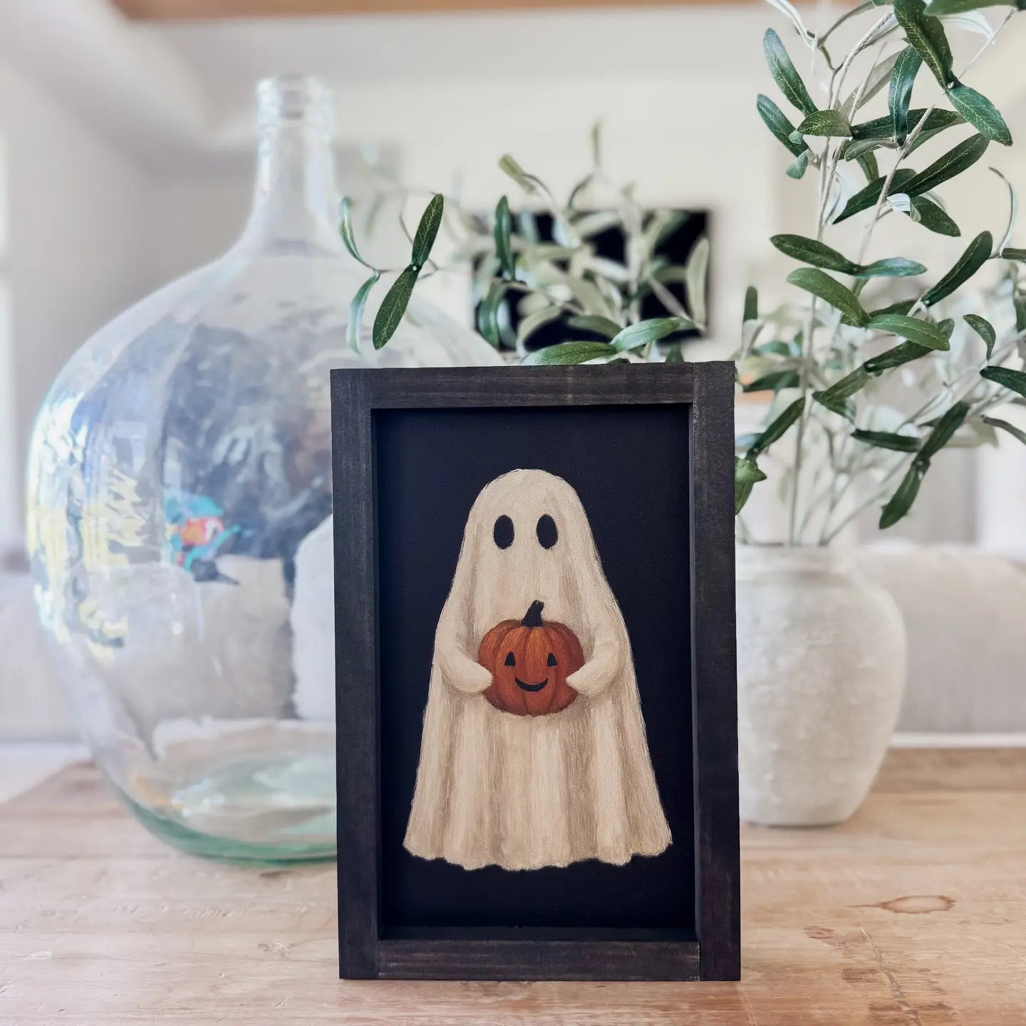PREORDER:Ghost with Jack O'lantern | Halloween Wall Art