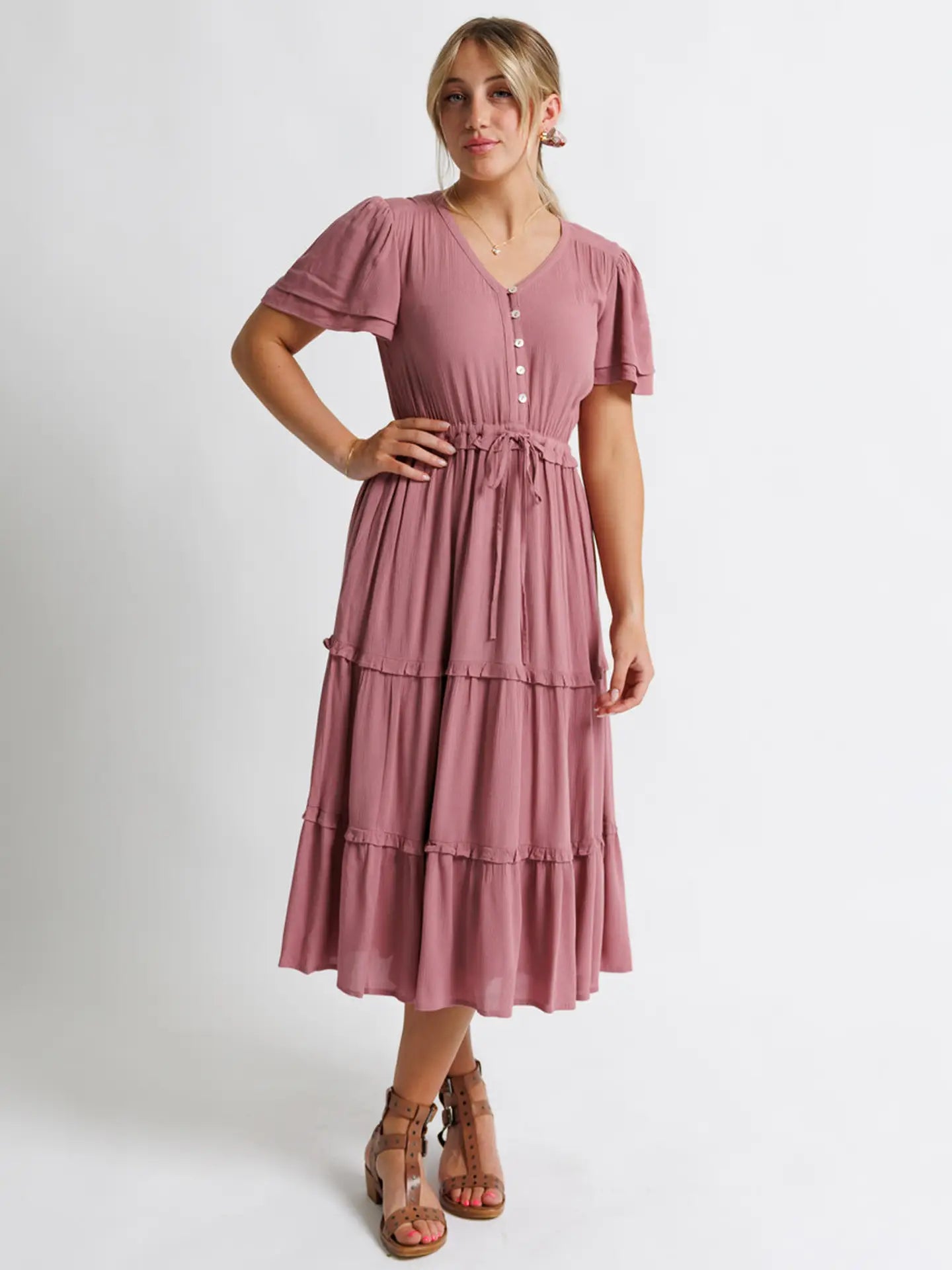 PREORDER: Misty Pink Short Sleeve Dress