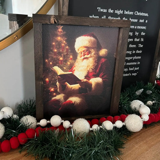 PREORDER: Vintage Santa or Mrs. Clause Reading Wood Sign