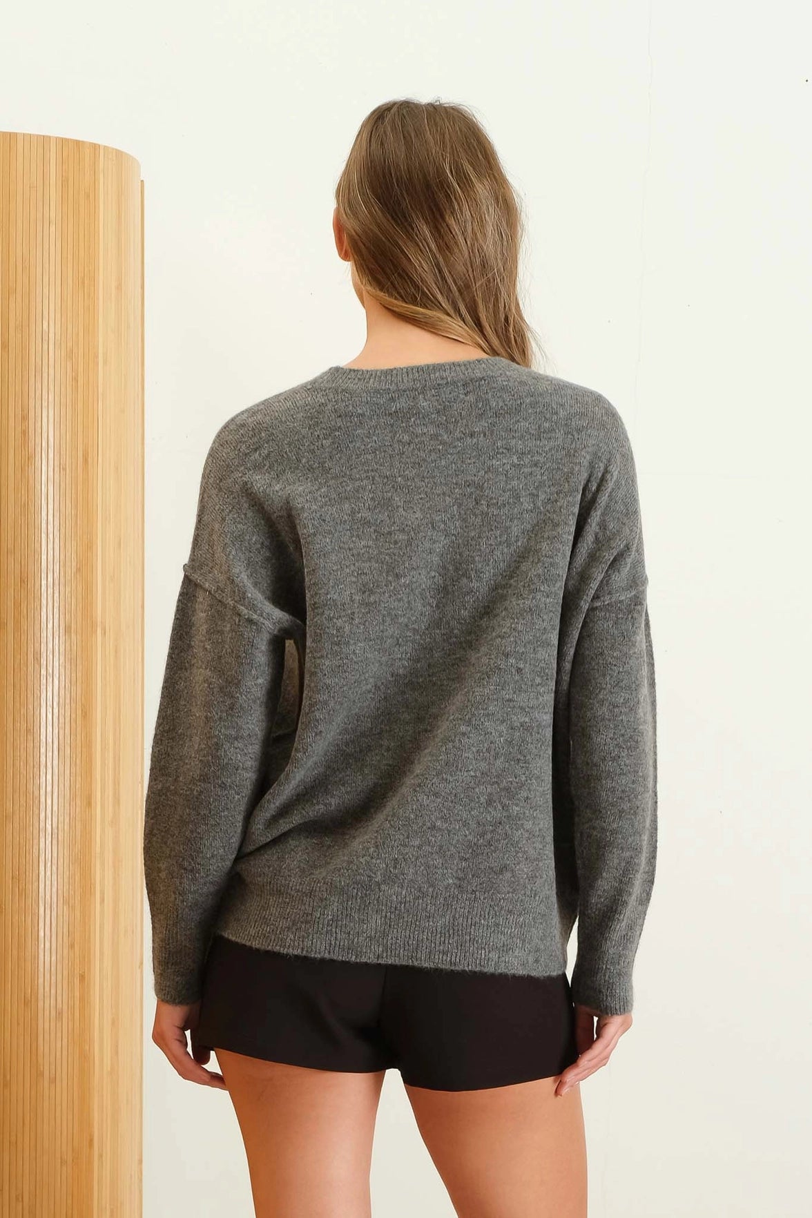 PREORDER: Solid Crewneck Front Seam Sweater