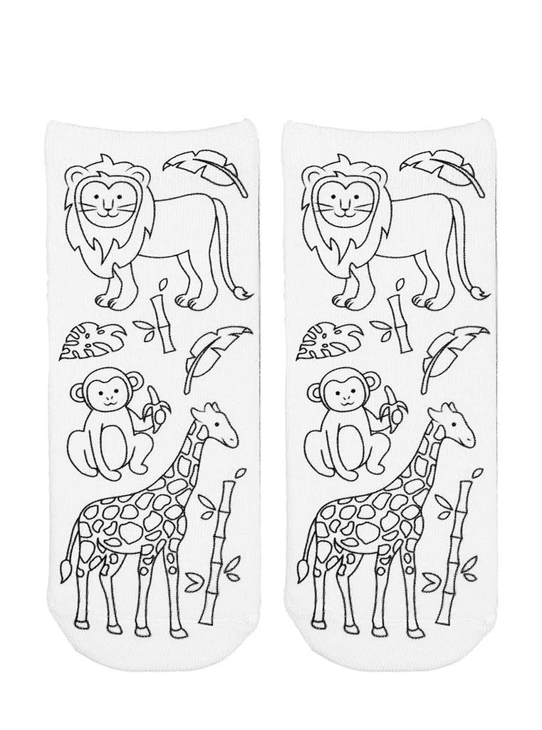 Ankle Socks - DIY Coloring Kit - Safari Animals