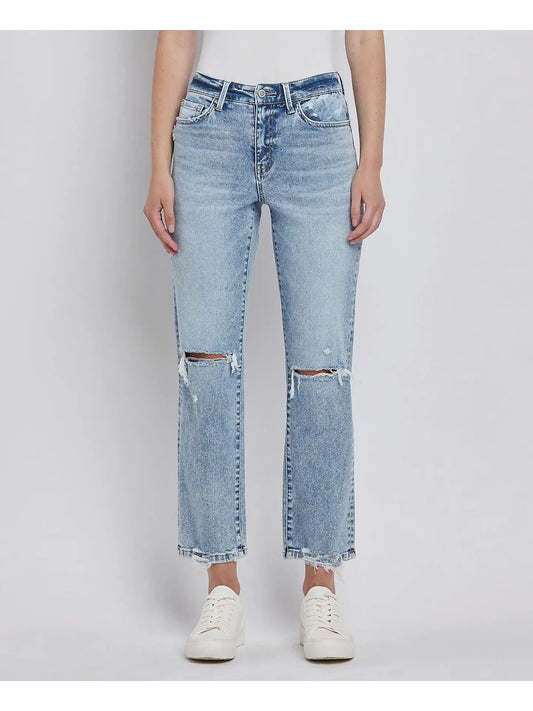 PREORDER: Flying Monkey High Rise Distressed Straight Jeans
