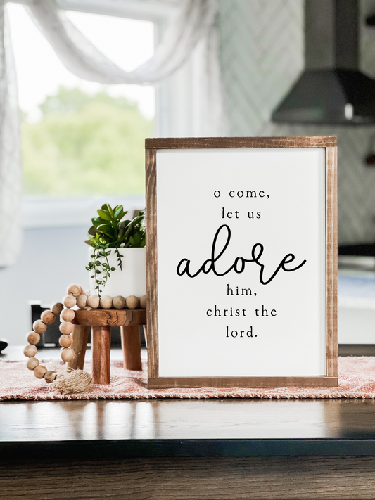 O Come Let Us Adore Him | Christmas Home Decor | Wood Sign