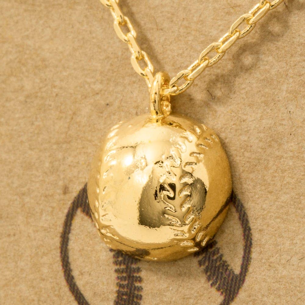 Game Day Gold Dipped Half Baseball Pendant Necklace