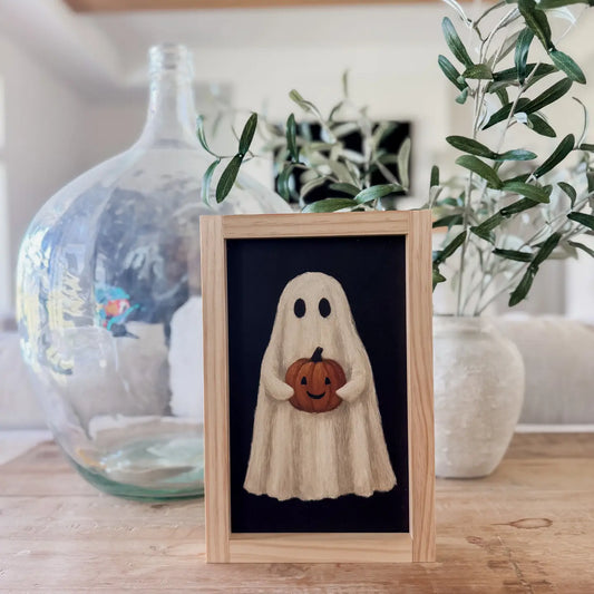 PREORDER:Ghost with Jack O'lantern | Halloween Wall Art