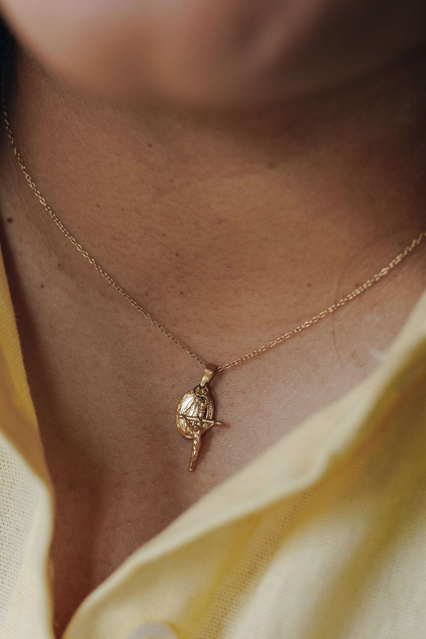 PREORDER: Gold Dainty Crucifix and Miraculous Medal Necklace