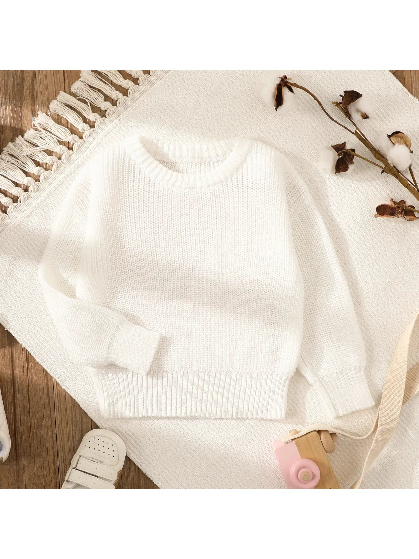 PREORDER: Baby Solid Long Sleeve Knitted Sweater Pullover