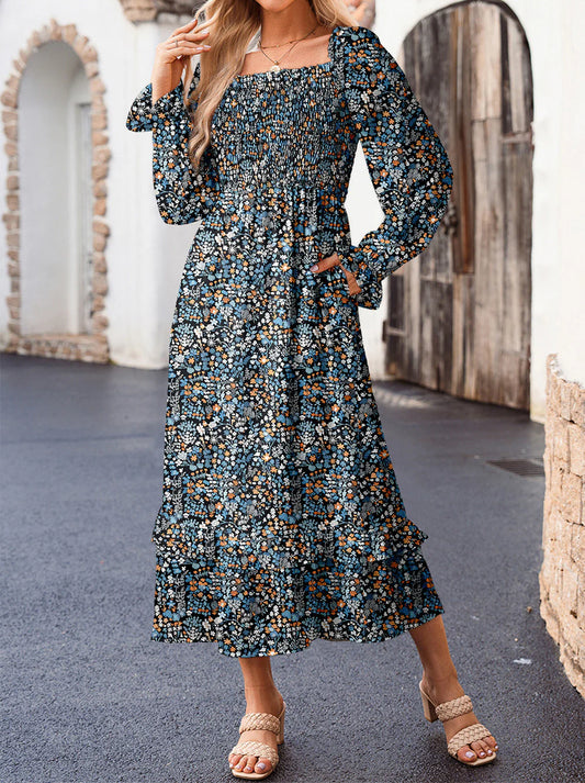 PREORDER: Blue Floral Smocked Dress