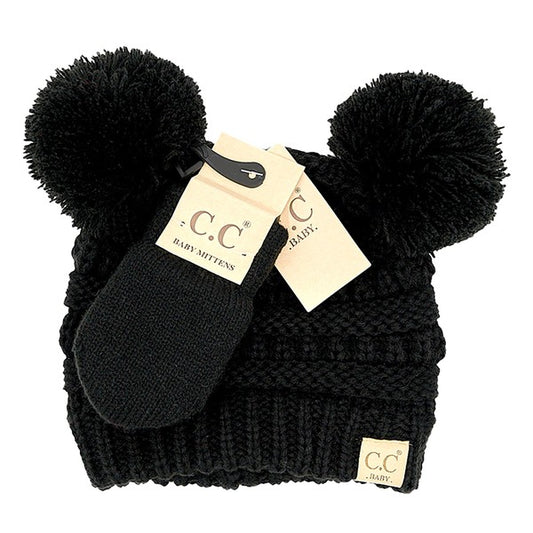 PREORDER: CC Baby Pom Pom Beanie and Mittens Set