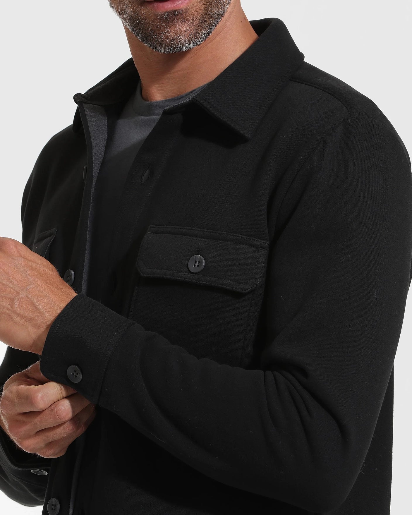 PREORDER: Men's Fleece Shacket- Black