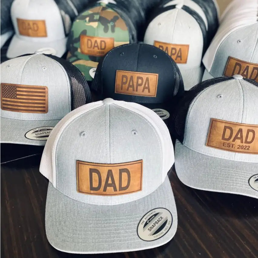 Custom Name Dad Leather Patch Hat