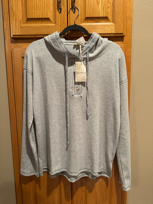 Plaid Contrast texture knit hoodie