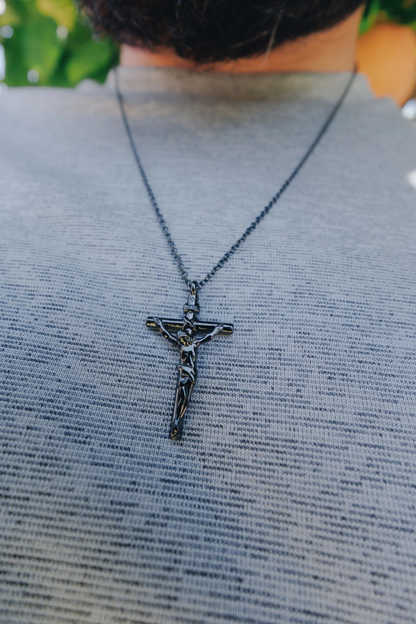 Mens Black Crucifix