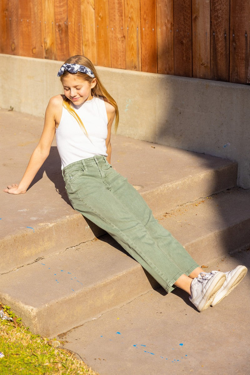 PREORDER: Kids KanCan Olive Ultra High Rise 90's Straight